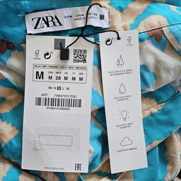 New Zara Flowy Full Length Print Blogger Favorite Pants NWT Medium - Picture 13 of 14